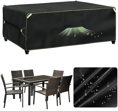 Gartenmöbel Abdeckung Helmsyde Winddicht Wasserdichte Abdeckplane 420D Strapazierfähige Oxford Abdeckung für Gartentische und Stühle mit Belüftungsöffnungen, UV-beständig rechteckig, 188 x 120 x 71 cm