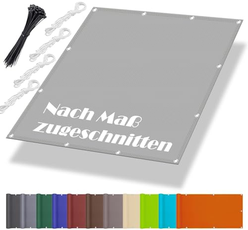 Sonnensegel Seilspanntechnik 2x2M, Segeltuch mit ösen im Viele Größe und Farben, Wintergarten Sonnenschutz inkl Befestigungsseile, UV-Schutz, Wetterfest für Garten Terrasse Balkon- Hellgrau