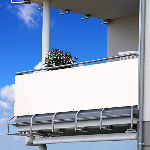 Balkon Sichtschutz 70x1000cm Wetterfest Balkonüberdachung für 100% Sichtschutz 200g/m² Gartenzaun Markise mit Sichtschutzwand Seil und Kabelbindern Weiß