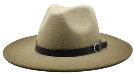 Jiaxu-Hüte Britischer Stil Big Brim Top Hat Herbst und Winter Paint Gradient Woolen Jazz Hat Filzhut(Gelb)