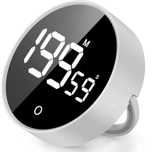 Temporizador de Cocina Digital, Magnético Cronómetro Temporizador, Smart Timer con Pantalla LED, 2 Niveles de Brillo, 3 Niveles de Volumen para Fitness Hornear Estudiar