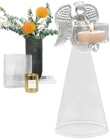 Klarer Kerzenhalter – Klarglas-Engel, Glasengel Kerzenhalter | Restaurant, Hotel, Weihnachten, Esstischdekoration, klare konische Kerzenhalter, Bulk, für Hochzeit, Tafelaufsätze, Weihnachtstisch
