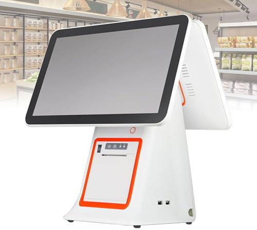 YLANMEI Écran Tactile LCD de 15,6 Pouces pour Caisse enregistreuse Écran Tactile pour Caisse enregistreuse de Vente au détail Windows Écran Tactile LCD de 64 Go pour Caisse enregistreuse,White