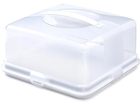 Clear Cake Storage Box Food Storage Container with Lid and Handle Cake Carrier Holder Portable Cupcake Dessert Storage Case Box Organizer (1, SQUARE)