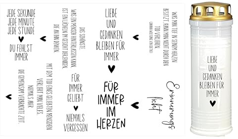 Fräulein Lotti | Wasserschiebefolie fuer Grabkerzen - Thema: Grabkerzen 2 | Tattoofolie | schwarz DIN A5