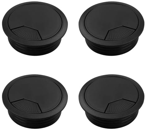 4 Pcs 60mm Desk Grommet Desk Table Grommet Cable Tidies Computer Desk Cable Hole Cover Desk Cable Wire Grommet for Home and Office (Black)