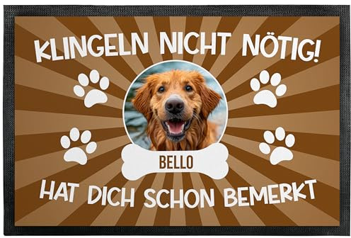True Statements Personalisierte Fußmatte Hund mit Name und Foto – Schmutzmatte 60 x 40 cm – Lustiger Türvorleger, Geschenk für Hundebesitzer