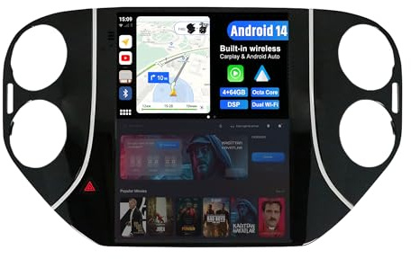BXLIYER Android 14 IPS Autoradio Pour VW Tiguan (2010-2015) GPS Navigation Radio - Senza fili Carplay Android Auto - DSP Dab Volant WLAN 360-CAM Bluetooth - 4G+64G - LED Caméra + MIC - 2 Din 9.7 Pouce