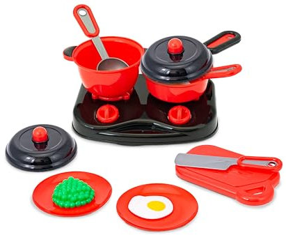 Teorema Giocattoli, Set Pentoline e Fornello, Accessori Cucina Bambini con Pentoline Giocattolo, Cibo Finto e Utensili, Gioco di Imitazione per Piccoli Cuochi