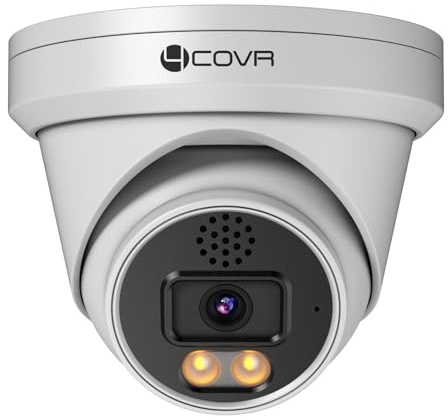4COVR 4K PoE CCTV Camera, 8MP Wired IP Security Dome Camera, ELY97KA8MA | with Spotlight Color Night Vision, Outdoor, Smart AI Human/Vehicle Detection, Two-Way Talk, up to 256GB microSD Card