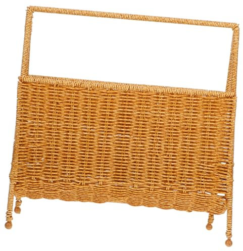 Holibanna Geflochtener Aufbewahrungskorb Rattanimitat Zeitschriftenhalter Snackkorb Für Haushalt Leichter Rustikaler Organizer