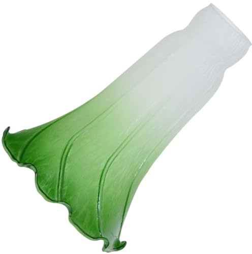 Bieye LS05 Lilienblumen-Lampenschirm aus mundgeblasenem Glas (Weiß Grün, Innendurchmesser 32 mm x Außendurchmesser 38.1 mm)
