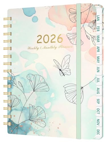 2026 Diary A5 Week to View Dated Planner, Jan-Dec 2026 Hardcover Daily To-Do List Notebook with Monthly Tabs, UK Holiday, 52 weeks Planning for Daily life, Work, Students(14.5 × 21 cm) | Hardcover Daily Notebook with Monthly Tabs, UK Holiday, Elastic Closure, Pen Holder, Back Pocket,for Teacher, Student, Work