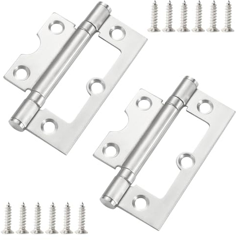 Qrity 2 Pcs Stainless Steel Door Hinges, 3 Inch(75mm) No Noise Cupboard Door Hinge with Screws, for Internal & External Doors & Gates, Sliver