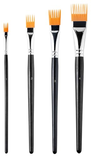 Juego de 4 pinceles de peine para pintura acrílica, juego de peines profesionales de pintura acrílica, pinceles planos para detallar, suministros de arte para manualidades