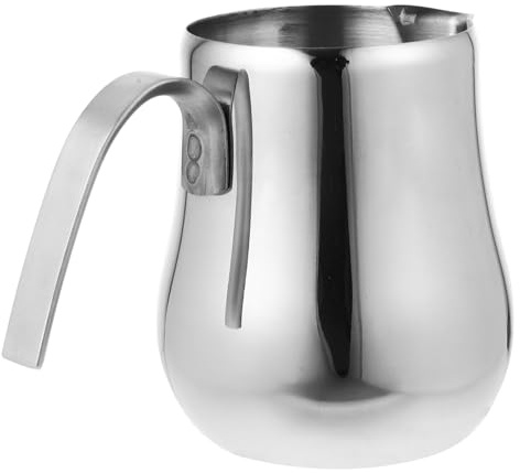 SAFIGLE Jarra de Acero Inoxidable para Leche Jarra Espumadora sin Tapa con Mango Ergonómico para Café Latte Creamer Pitcher Versátil y Fácil de Limpiar