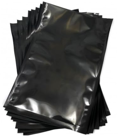 Generico Sacchetti per sottovuoto buste per alimenti sotto vuoto VARI FORMATI trasparenti goffrate e nere busta vacuum sacchi termosigillabili (Nere Lisce, 300 pezzi 10x15 cm)