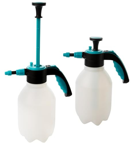Livinja Pumpsprüher Set 2 x 2L, Pflanzensprüher mit ergonomischem Griff, Einstellbarer Düse, robustem Kunststoff, ideal für Garten, Reinigung, Made in EU, transparent, 2 Stück