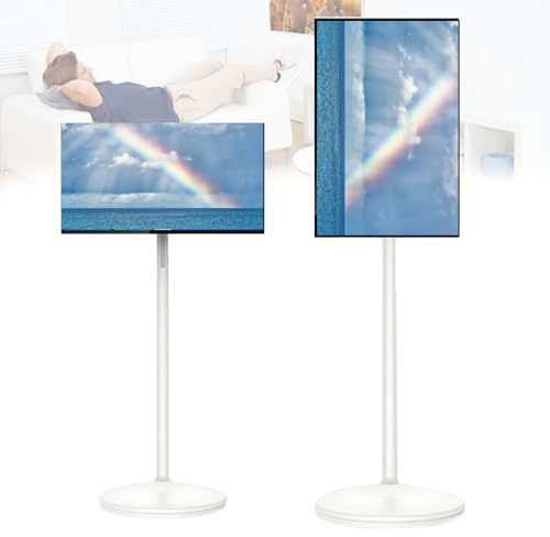 Zowdrix 32 Smart Touchscreen Monitor, Portable TV Stand on Wheels, Built-in Battery, Install Many Apps, Wireless Screen Mirroring, for Office