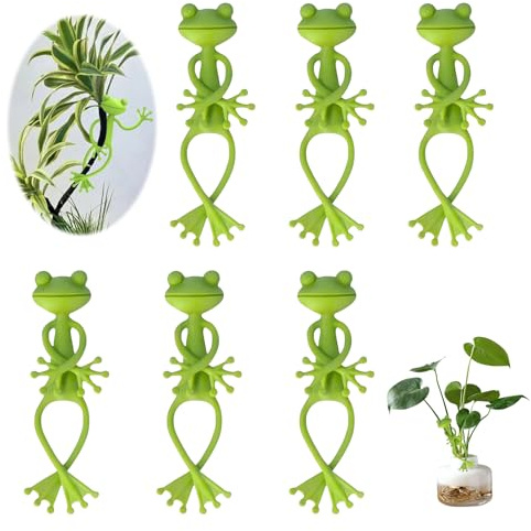 6 Stück Frosch Pflanzenhalter Pflanzenklammern Wiederverwendbare Pflanzenstütze Staudenhalter Pflanzenclips für Kletterpflanzen Ranken Sukkulenten Blumen Topfdeko Pflanzendekoration Tierstatuen