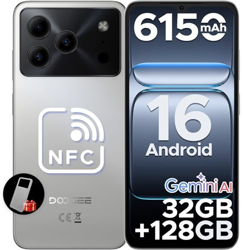 DOOGEE Note 56 Pro Smartphone Android 16, 32GB+128GB/TF 2TB Telefono Cellulare, 6.56 HD+ 90Hz Telefoni, 6150mAh Octa Core Cellulari, 13MP+8MP/Face ID/4G Dual SIM/Widevine L1/OTG/Tipo-C/NFC/3.5mm Jack