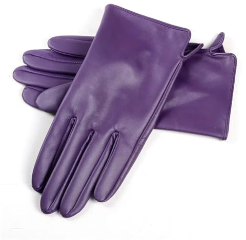 Damen-Lederhandschuhe Damen Lederhandschuhe for Frauen Lammfell ungefüttert Vollfinger(Light purple,XS)