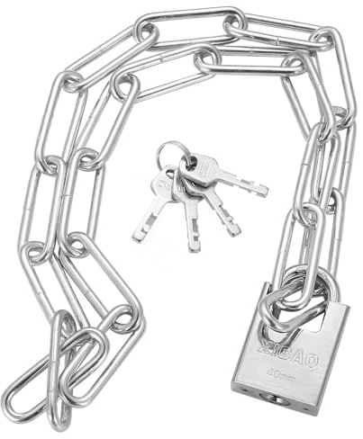 IYEREER 1M Stainless Steel Security Chain Lock with Padlock | Heavy duty anti-theft chain lock, suitable for motorcycle, bicycle, scooter, gate and household door