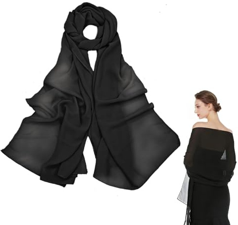 KALUROIL Schal Damen elegant 200x70 cm Chiffon Stola für Abendkleid Hochzeit Festlich leicht weich Atmungsaktiv Ganzjahres-Pashmina Accessoire für Braut Party Abschlussball Geschenk