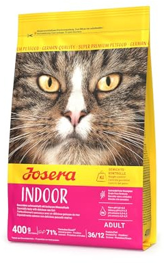 JOSERA Indoor Cat (1 x 400 g) | Vuxen | Premium torrfoder för vuxna steriliserade katter | kornfritt recept | måttlig fetthalt för viktkontroll | med fjäderfä | 1-pack