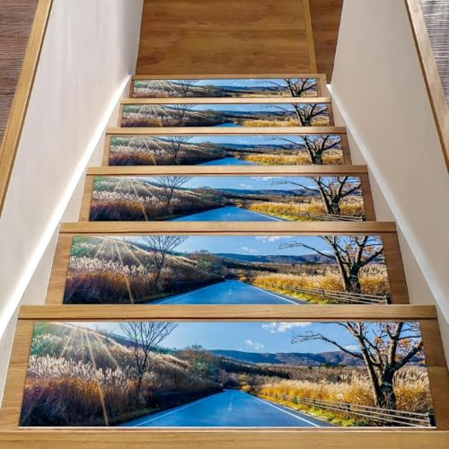 RODAILYCAY Tappetini antiscivolo per scale, belli e da montagna, confezione da 15 tappetini per scale, per gradini in legno per interni, gradini per scale, tappeti per scale