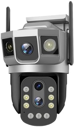 DIKAMAN Caméra de sécurité, Caméra IP 2MP 3 écrans 4G/WiFi Zoom Optique 10x PTZ Suivi Automatique Vision Nocturne Couleur Moniteur de Protection sécurité sans Fil(4G Camera No Card)