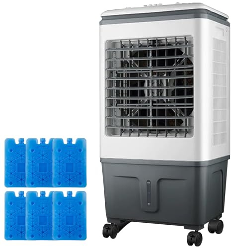 Enfriador de aire evaporativo – Enfriador portátil de pantano de 3 velocidades con oscilación de 120° y tanque de gran capacidad para una refrigeración eficiente en el hogar, oficina o tienda