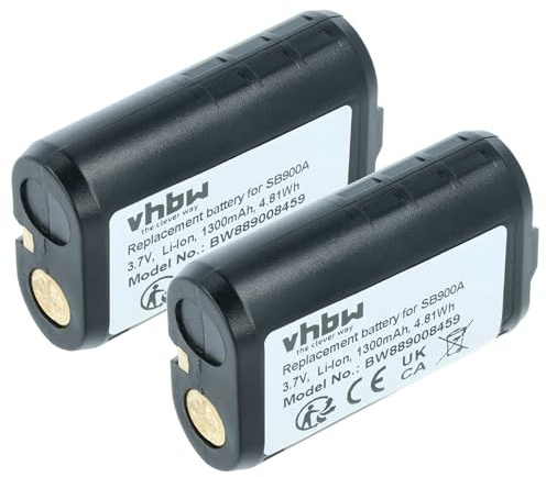 vhbw 2x batteria compatibile con Shure PSM1000, PSM300, PSM900, QLX-D, ULX-D, ULXD1 sistema radiomicrofonico trasmettitore (1300mAh, 3,7V, Li-Ion)