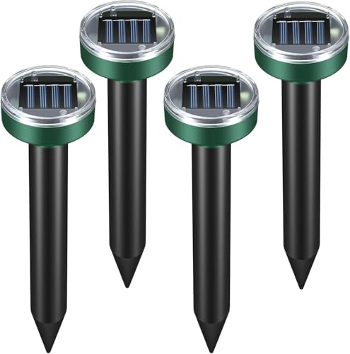 Répulsifs solaires Anti-Taupes - Répulsif Contre Les Taupes,Lot de 4 Répulsif Contre Les campagnols - Répulsif à ultrasons - Répulsif Solaire Contre Les Taupes