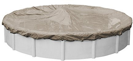Pool Mate 8,5 m industrielle Taupe Winter-Poolabdeckung für oberirdische Pools, 1,2 m Überlappung (9,8 m Abdeckungsgröße), solide 14 x 12 Scrim, 127,6 g/yd2, 20 Jahre Garantie, Stil: 6028-4-PM