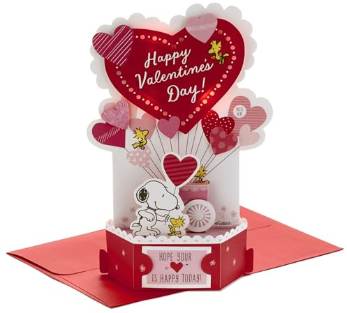 Hallmark Snoopy Valentines Day Pop Up Card with Music (Plays Linus and Lucy) Peanuts Paper Wonder 3D Card