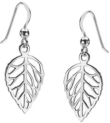 Materia Damen Ohrringe Blatt Silber 925 - filigrane Ohrhänger Blätter Natur Schmuck mit Geschenk-Box So-17