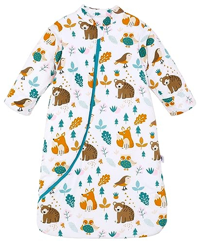 Chilsuessy Baby Schlafsack Winter, Abnehmbare Ärmel, warm gefüttert 3.5 Tog Winter Schlafsäcke Jungen Mädchen Schlafsack für Kleinkinder von 6 Monaten bis 6 Jahre, Wald Tiere, L (90-105 cm)