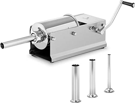 Royal Catering Horizontal Sausage Maker Sausage Stuffer Sausage Machine Sausage Filler 3L RC-SFV3L (Stainless Steel, Cylinder Height 20cm, Filling Tubes Diameters 16/22/32/38mm)
