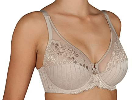 SELENE MARILUZ C-D-E Reggiseno con Ferretto Che combina Un Elegante Tessuto con Frange e Una Coppa in Tulle con Pizzo (C, Tierra, 7)