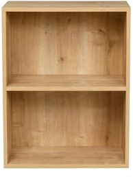 furni24 Breites Bücherregal mit 2 Fächern, Holzregal, Würfelregal, Aufbewahrungsregal, Saphir Eiche, 60x31x77h