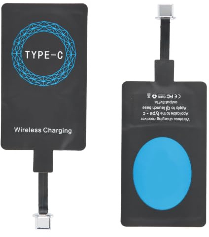 VBESTLIFE Drahtlose Ladegerät-Empfänger, 2PCS Universal Typ-C QI Drahtloses Ladegerät Selbstklebender Aufkleber-Ladeempfänger für Mobiltelefone