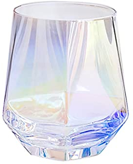 caihuashopping Wassergläser Diamantform Trinkgläser Bunte Glas Cups Cocktail Champagner Wein Whisky Brille Kitchen Glasswaren (300ml) Trinkglas (Color : B)