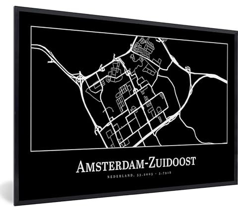 MuchoWow Poster Bilder Wanddeko Deko Wohnzimmer 30x20 cm Stadtplan - Karte - Amsterdam-Zuidoost - Karte