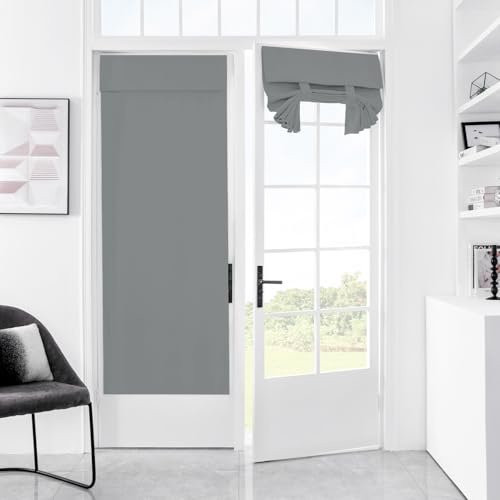Mecodeco 100 % Verdunkelungsvorhänge für Seitentür, Fenster, Raumverdunkelung, einfarbig, Tür, Fensterabdeckung für Glastür, volle Verdunkelungsvorhänge für französische Tür, hellgrau, 1 Panel