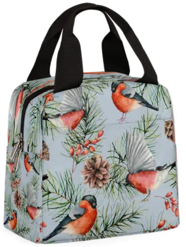 Bolsa de almuerzo con aislamiento de flores vintage para pájaros, reutilizable, lonchera para mujeres, hombres, niñas, niños, escuela, picnic, trabajo, viajes