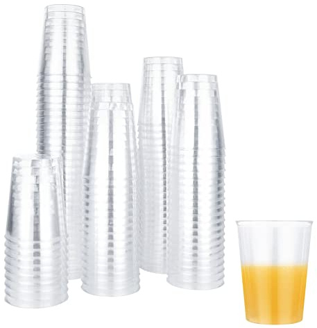 JMIATRY 120 Pcs Clear Plastic Cups, 300ml Reusable Plastic Glasses, Shatterproof Plastic Cocktail Glasses Plastic Tumblers for Cocktail Champagne Beer Martini Soda Dessert