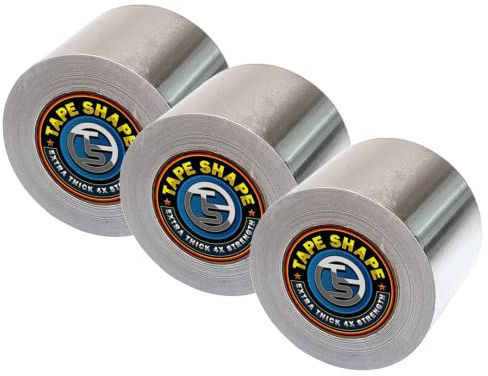 vingardium leviosa VL 3 Rolls Aluminium Foil Tape 75mm x 50m Heavy Duty Strong Adhesive Heat Resistant Insulation Tape for Sealing Ducts Car Panel and Pipework (75mm x 50m, 3 Rolls)