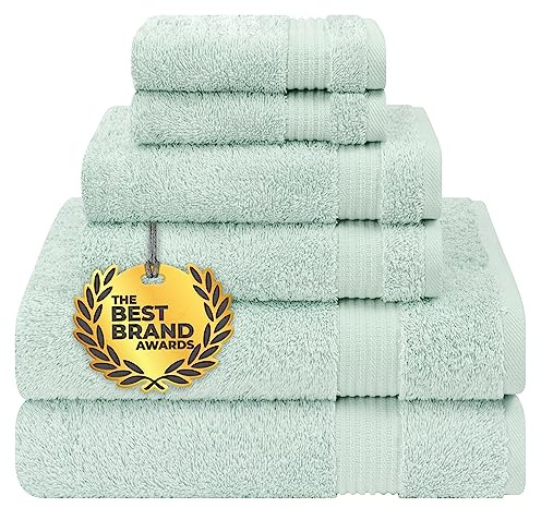 Cotton Paradise Juego de 6 Toallas de baño 100% algodón Turco, Toallas Suaves y absorbentes para baño, 2 Toallas de baño, 2 Toallas, 2 Toallas de Mano, Juego de Toallas de Menta