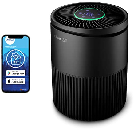 Clean Air Optima CA-503B Compact Smart - Intelligenter HEPA UV-LED Ionisator Luftreiniger - Leiser Ventilator: <10dB(A) im Schlafmodus - Geeignet für Räume bis: 30m² / 75m³ (Schwarz)